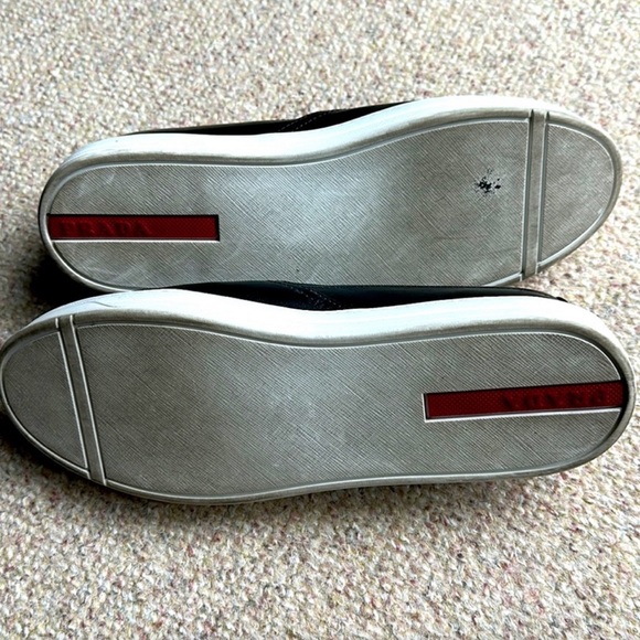 PRADA Black Leather Slip-on Shoes with White Soles Sz 40 US fits between 9-9.5. - Picture 6 of 6